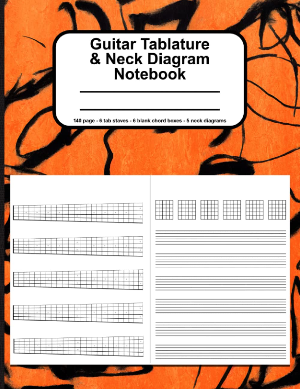 Cahier de tablatures guitare avec diagrammes d'accords pour composer vos morceaux au format A4