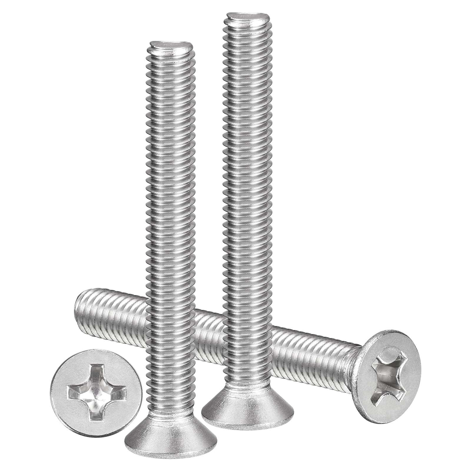METALLIXITY Phillips Flat Head Machine Screws Bolts (M6-1x50) 10Pcs, Stainless Steel 304 Countersunk Cross Screws - for Household Indoor Maintenance Installment DIY, Silver โ image 1
