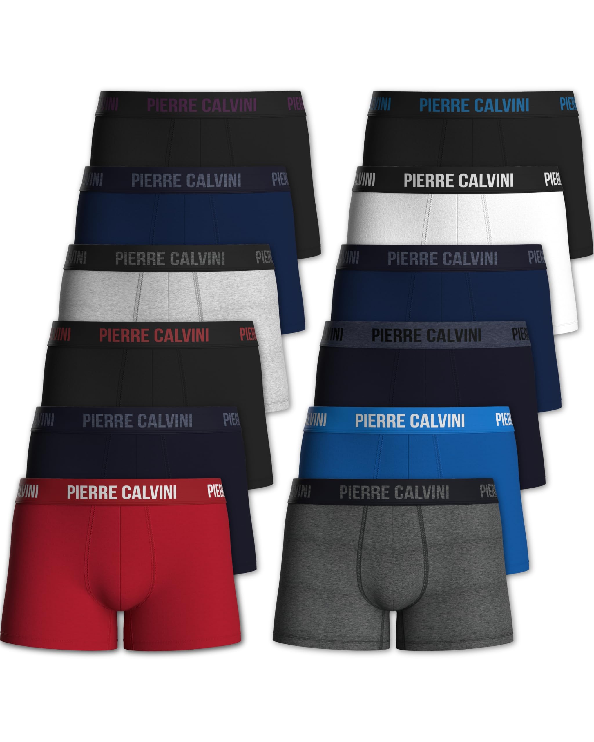 Pierre Calvini Men's Classic Assorted Hipster Boxers - Cotton Boxer Multipack (12, Clas, Xxl)