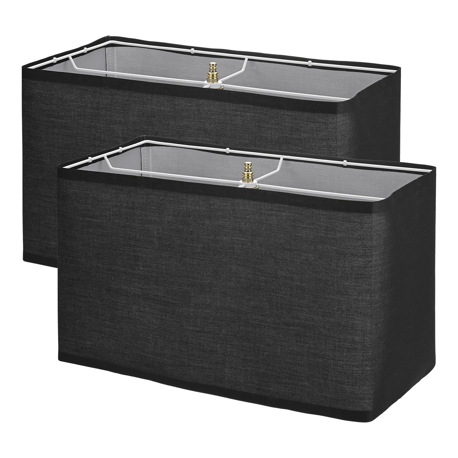 M METERXITY Pack De 2 Pantallas Rectangulares Para Lámparas 16" x 8" x 10" Pantallas Grandes Fácil Montaje Para Reemplazo De Lámparas De Mesa/Pared/Noche/Piso [Negro]