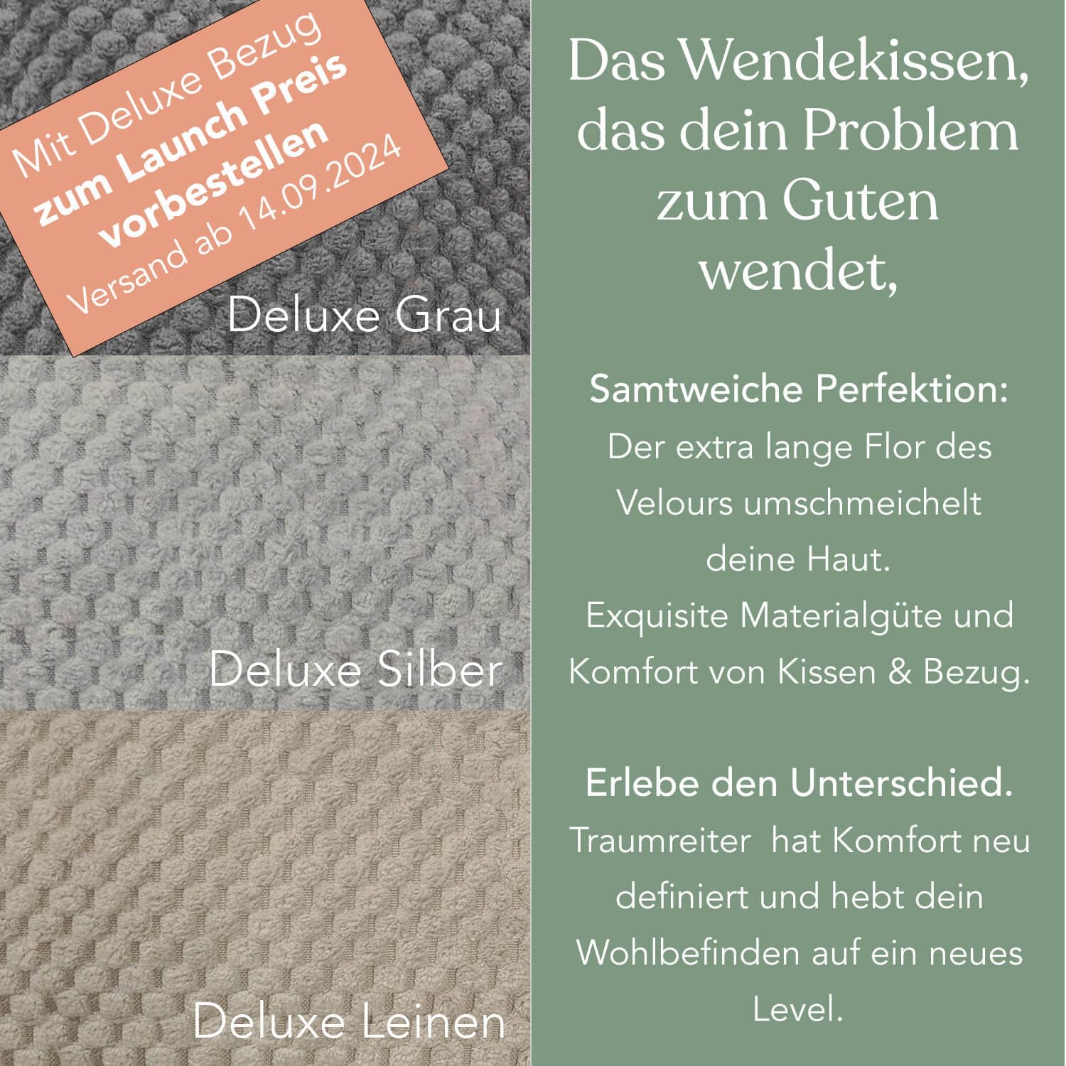 Traumreiter Seitenschläferkissen Jumbo XXL mit Bezug Silber Deluxe – Schwangerschaftskissen zum schlafen, XXL Stillkissen Komfortkissen Erwachsene U Form Seitenschläfer Kissen Body Pillow