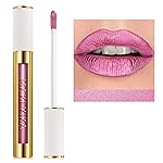 MAKI YIKA Metallic Pink Lipstick for Women Nude Pink Lipsticks Long Lasting Glitter Lipstick No Smudge No Transfer Liquid Lip Gloss (BR21 Sweet Rose)