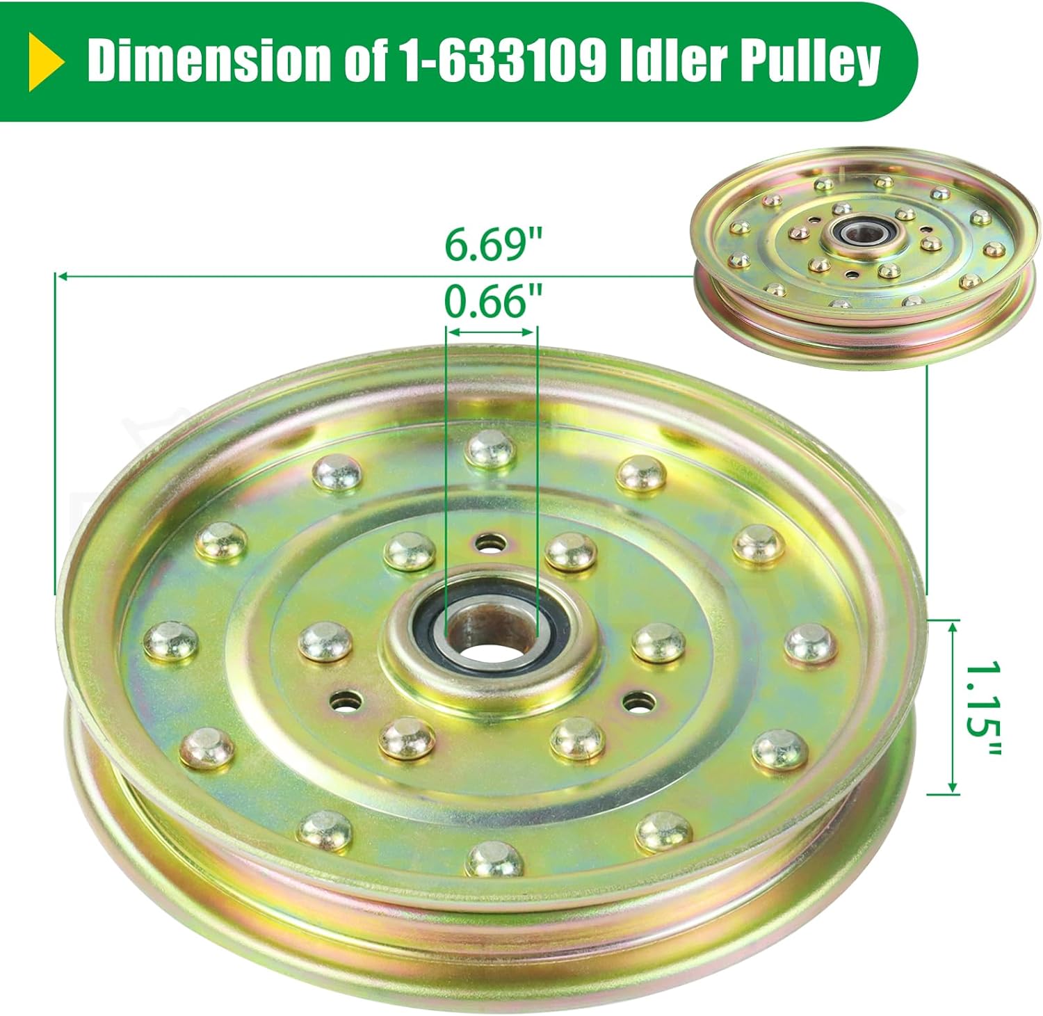 3 Pack 1-633109 Idler Pulley Replaces Toro 1-633109 Idler Pulley, Toro Pulley Part 132-9424, 116-4667 Flat Idler Pulley, 126-7685 eXmark 126-7685 Pulley for Toro Z400, Z553, Z558, Z580 Mowers