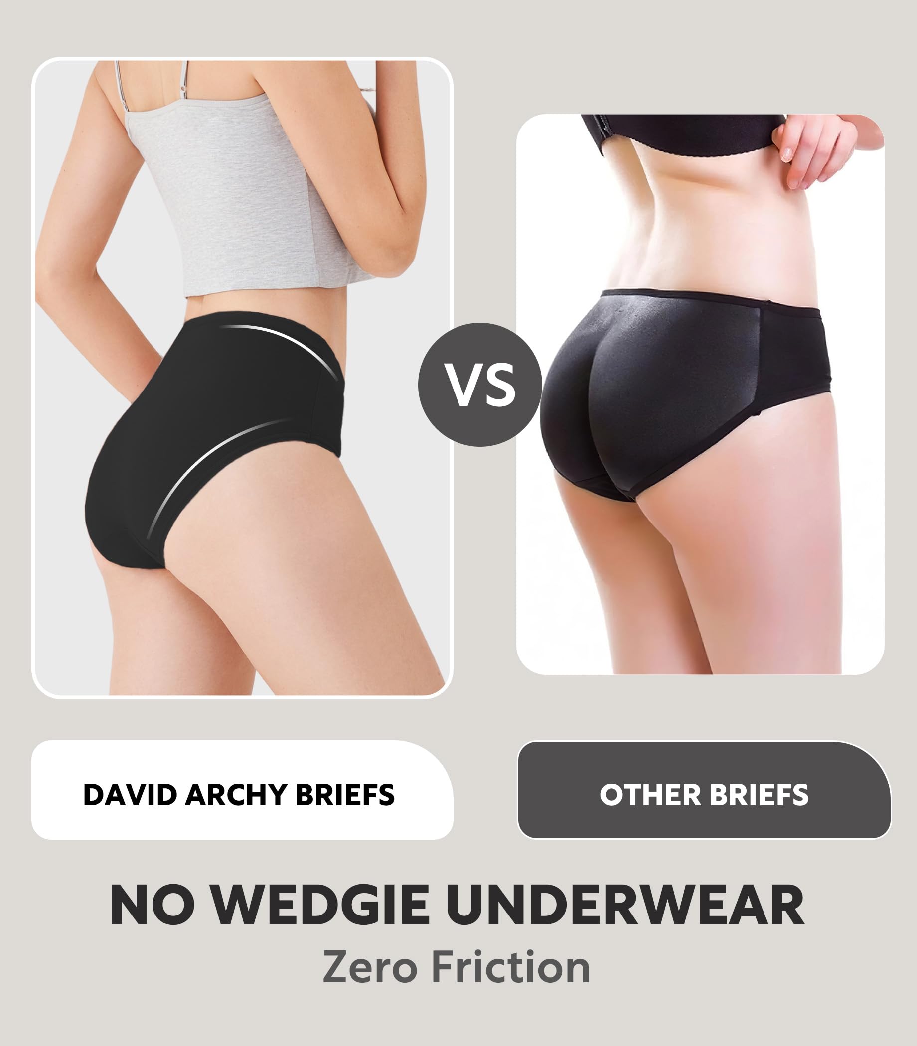 DAVID ARCHY Biancheria intima da donna, slip da donna in rayon di bambù, mutandine traspiranti, morbide e traspiranti, confezione da 4