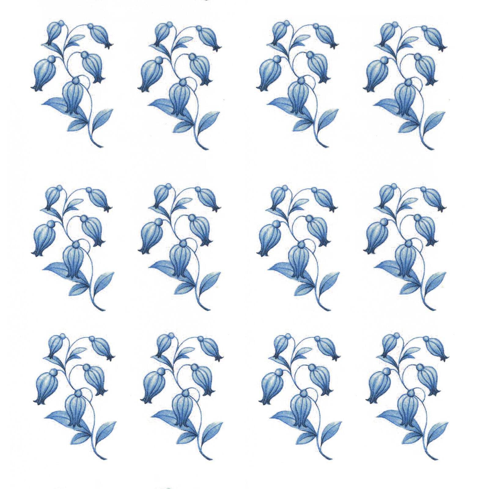 Blue Delft Rose Small Overglaze Ceramic Decals 1.25 Inch (14 Decals)