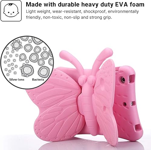 Miniatura 6 de Funda 3D de mariposa para iPad 10.2 9 8 7 niños con soporte Lite de espuma EVA a prueba de golpes resistente funda para tableta para niñas niños