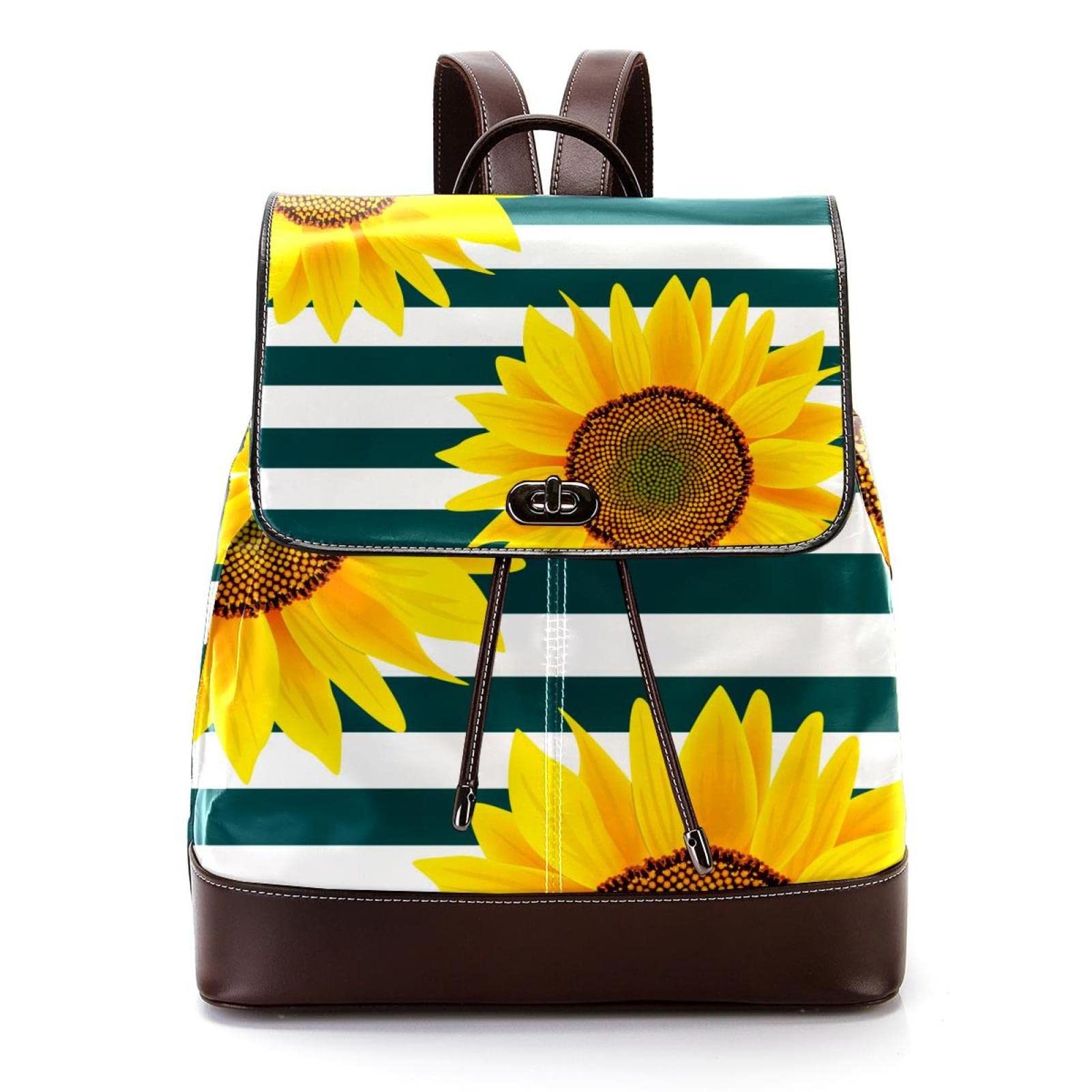 Biały różowy kwitnący kwiat żółty mini sztuczna skóra plecak torebka, damski plecak torebka torba szkolna, Wielokolorowa 10