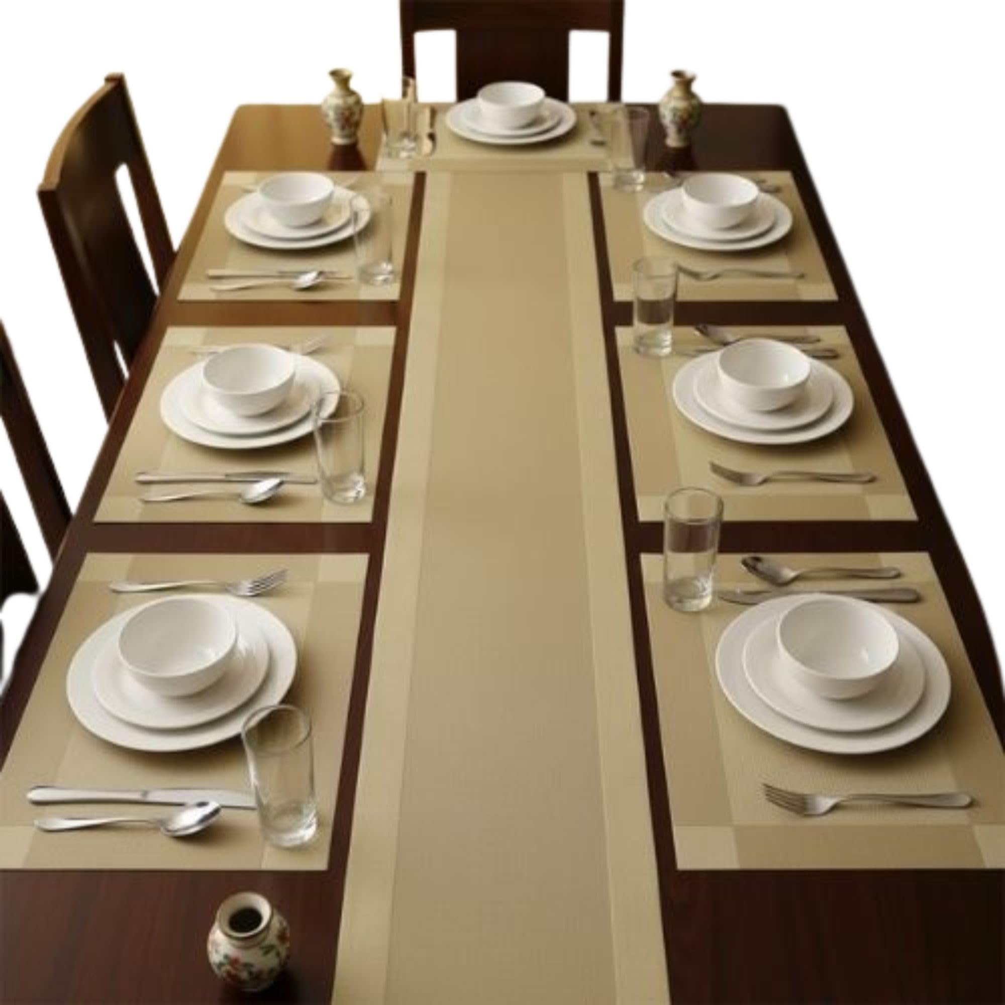 Ramkuwar Dining Table Runner and Placemats Set of 8 Modern Place Mats for Dining Table Decor Kitchen and Table Linens Coffee Mat for Christmas Dinners Gold, Large-picture-20