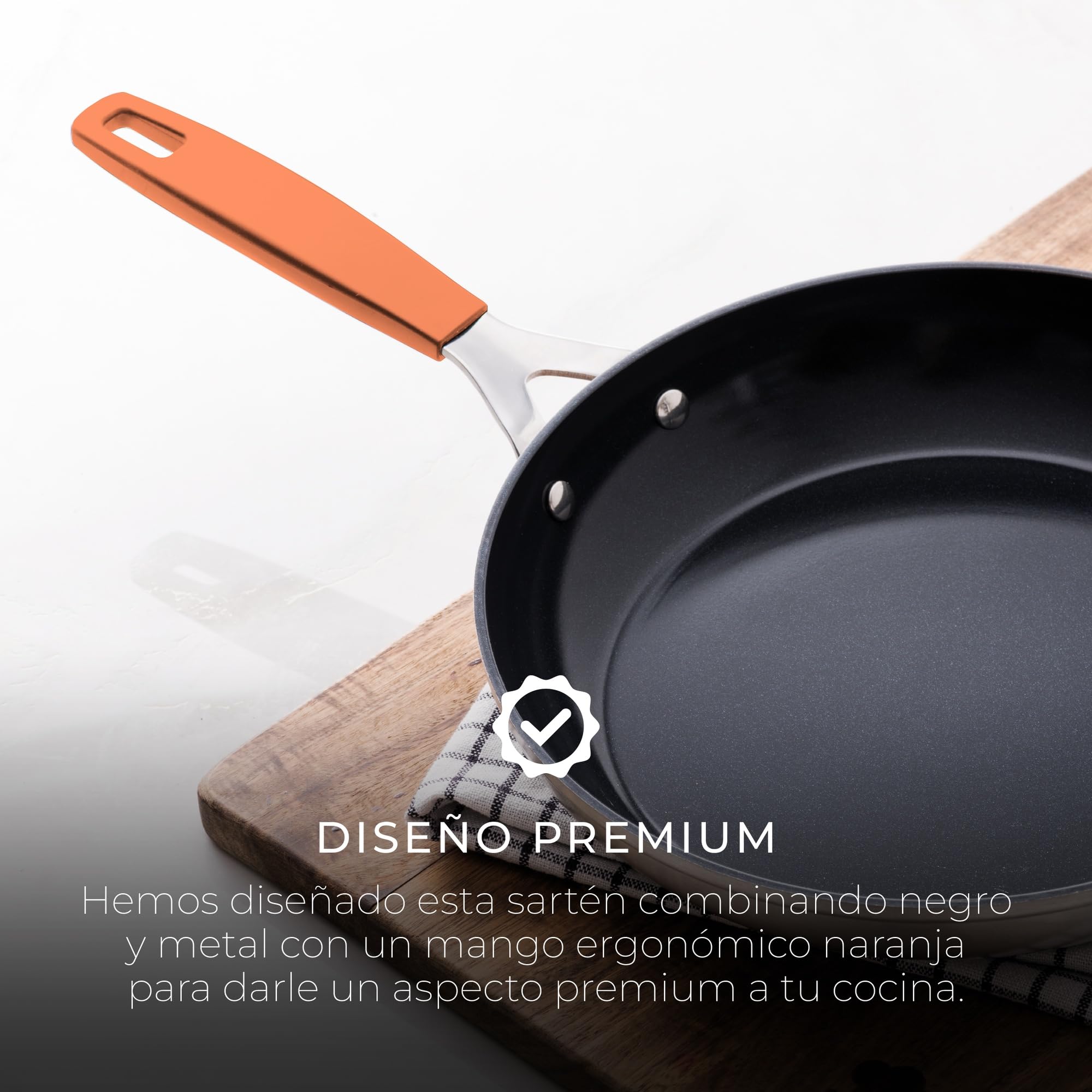 Compact - Grillpfanne und Wok Set - Aus Geschmiedetem Aluminium - Doppel-Beschichtung - Silikongriff - Küchen Zubehör - Für Alle Herdarten