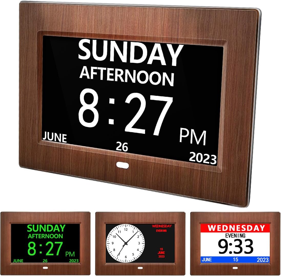CAZOKASI Clock With Day And Date For Elderly Calendar Digital Alarm