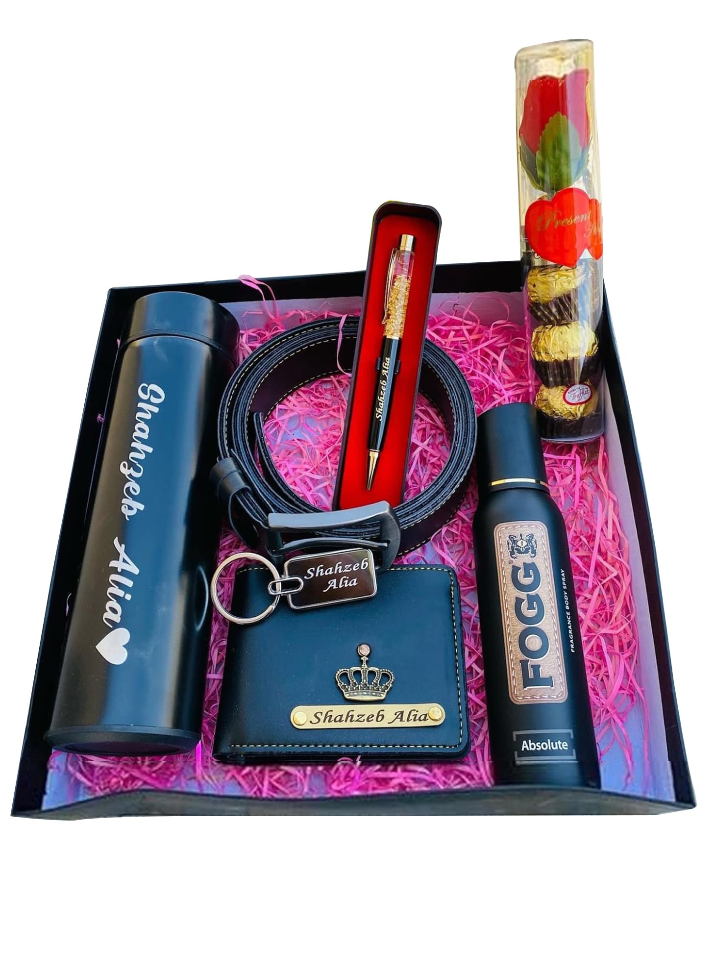 Custom Bottles, Key Ring, Pen, Personalized Perfume, Belt and Purse Gifts Combo Set-image-41