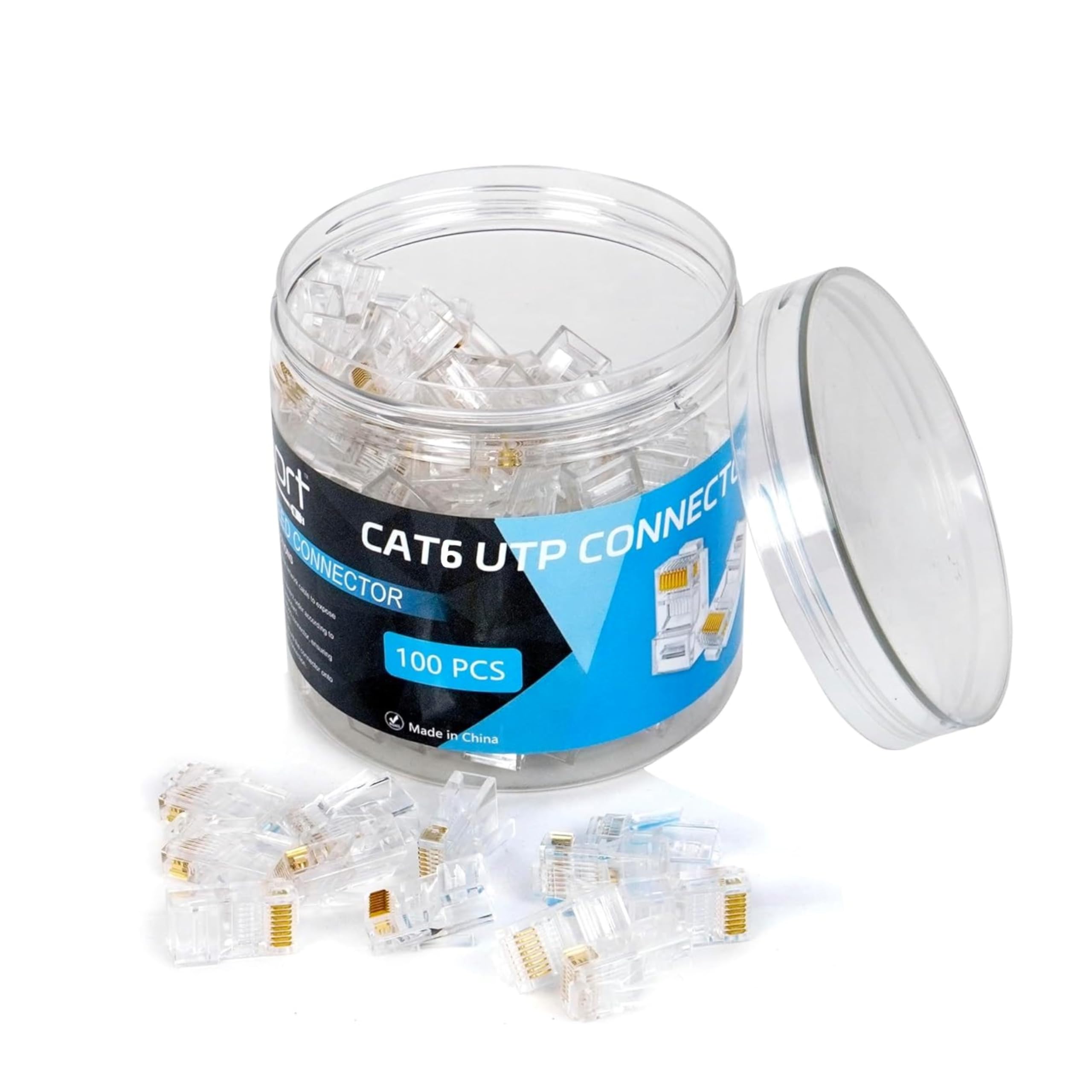 UPORT 100-Pack Cat6 RJ45 Modular Plugs Ethernet Cable Crimp Connectors Network Plug for Solid Wire and Standard Cable (Not Passtrough) (B0D5LXLR36) Amazon Price History, Amazon Price Tracker