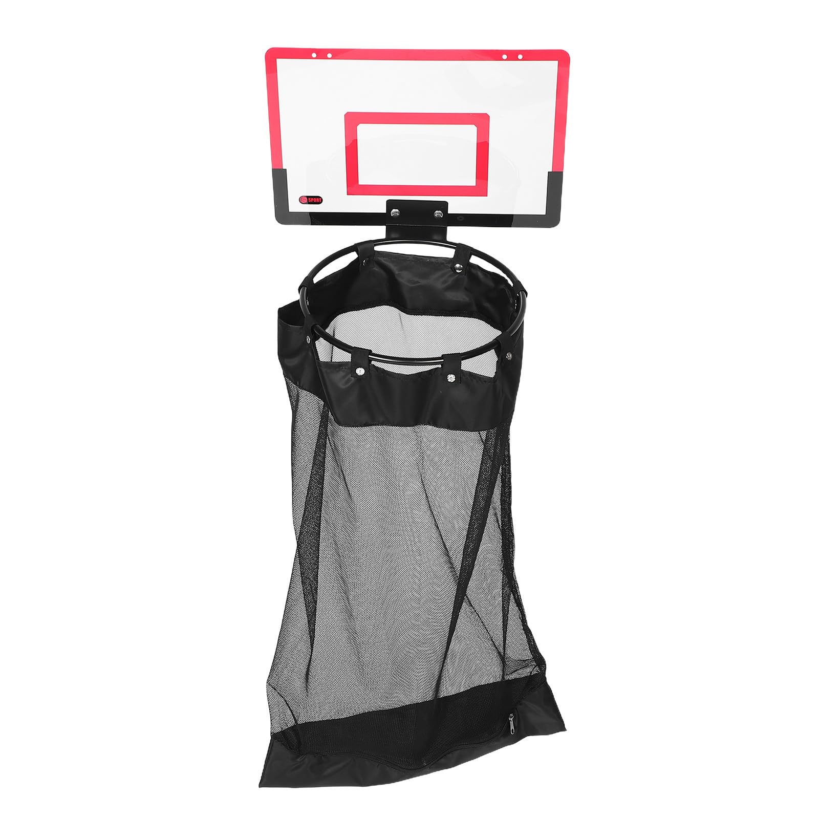 Organizer per Bucato da Appendere alla Porta a Forma di Canestro da Basket, Mesh Salvaspazio Cerniera, Design Versatile in Plastica Rossa per Uso Quotidiano