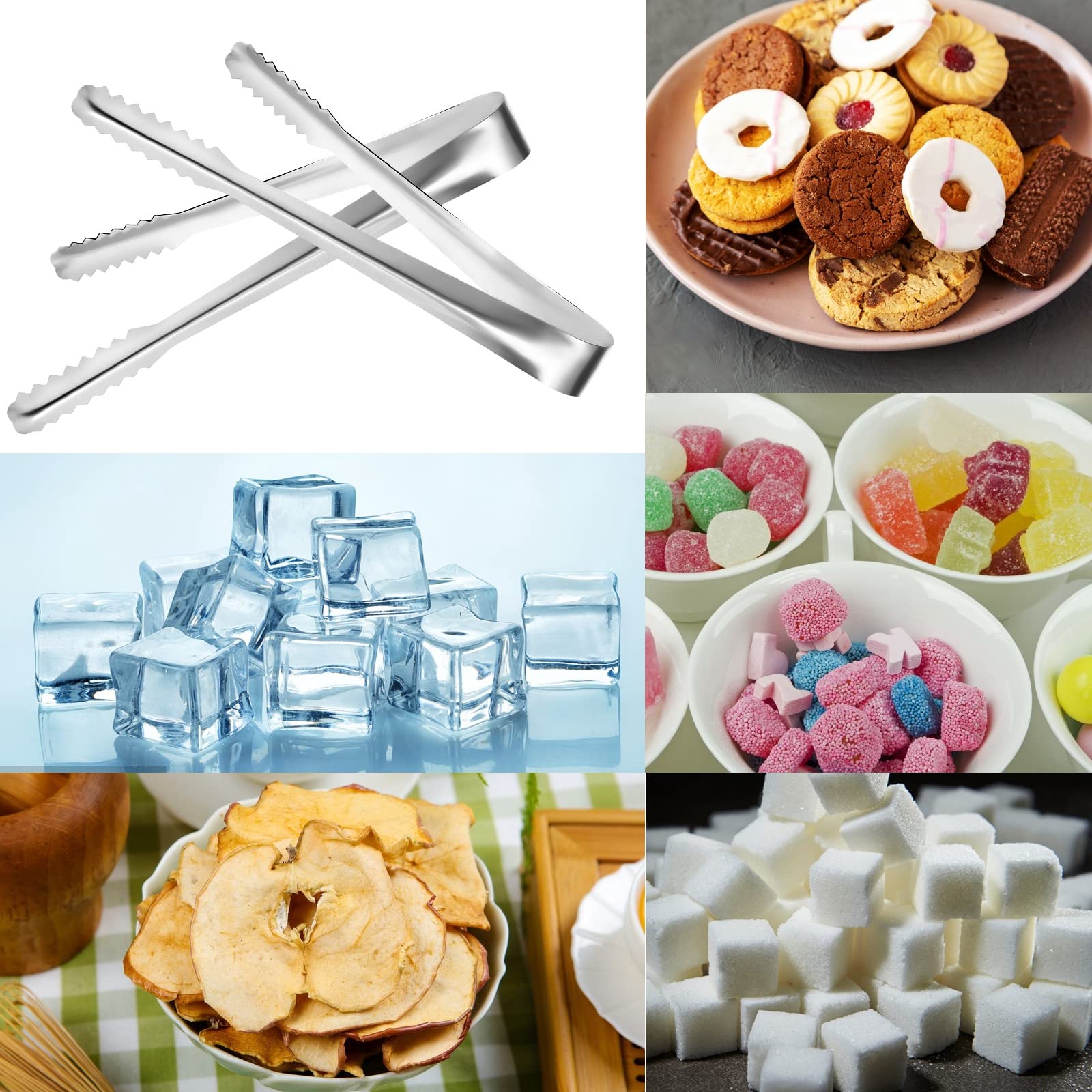 6 Stück Zuckerzangen Aus Edelstahl – Goldfarben, Für Eiswürfel, Süßigkeiten, Salat & Mehr