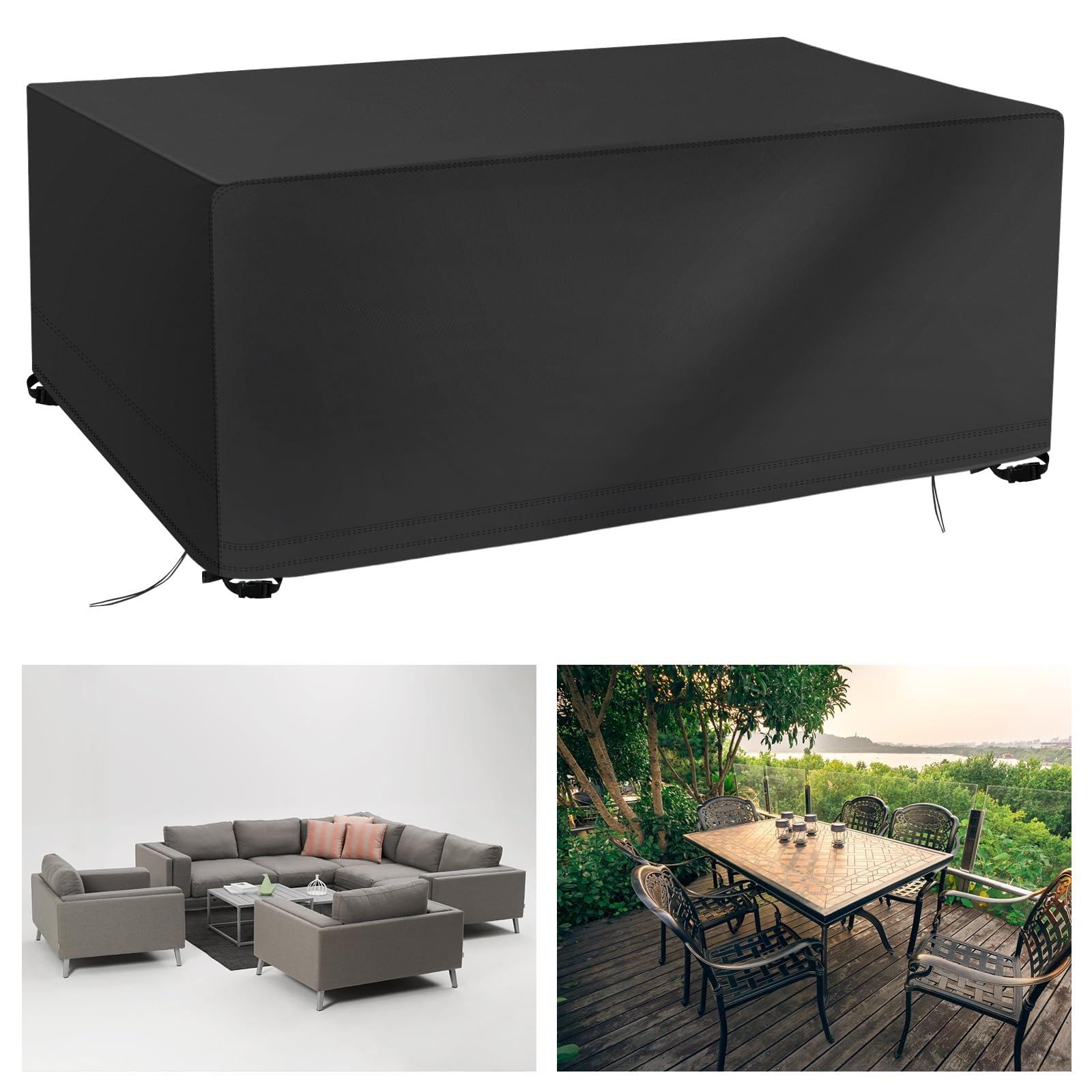 Waterdichte tuinmeubelhoezen voor buiten - 200 x 75 x 90 cm (L x B x H) 420D Oxford winddichte hoezen voor tuinmeubelen, rotan tafel en stoel, anti- UV-bestendig, scheurbestendige terrastafelhoezen