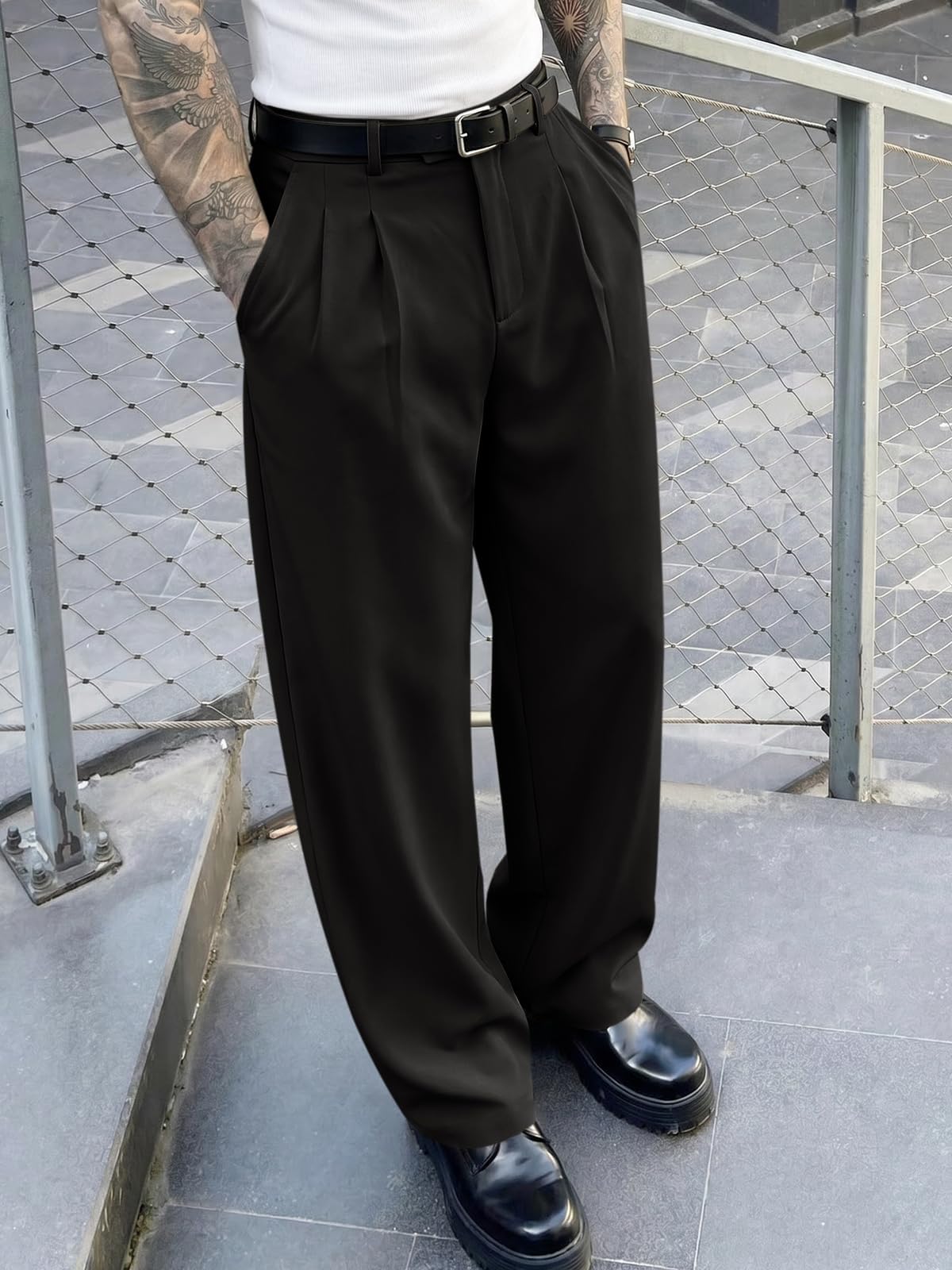 Runcati Chino Hose Herren Baggy Anzughose Loose Fit, Stretch Casual Stoffhose Sommer Weite Jogginghose für Männer