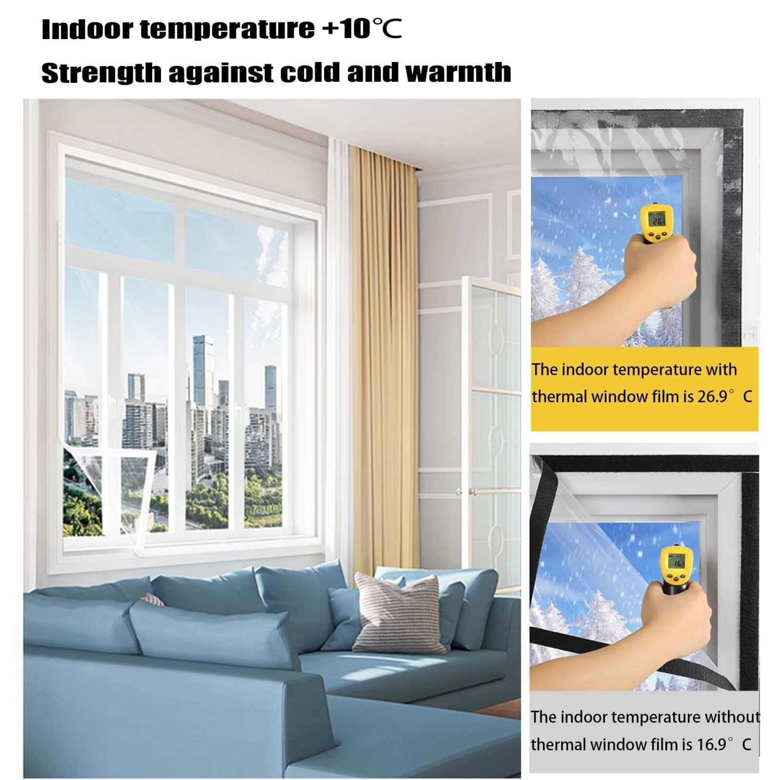 165x170cm Kit De Aislamiento De Ventanas De Eva,La PelíCula Protectora De Eva Caliente Es Resistente Al Viento,A Prueba De Polvo-Blanco