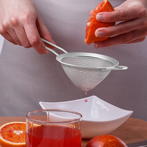 Miniatura 6 de TeamFar Colador de malla fina, colador de té de acero inoxidable de 3.3 pulgadas, colador de barra pequeña cónica de malla para cóctel, jugo de