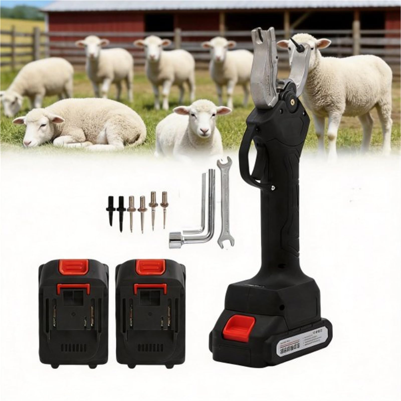 MRKU Ear Tag Pliers,Cordless Livestock Tagging Tool Cattle,Sheep,Pig Electric Rechargeable Battery Plier for Cow Goats