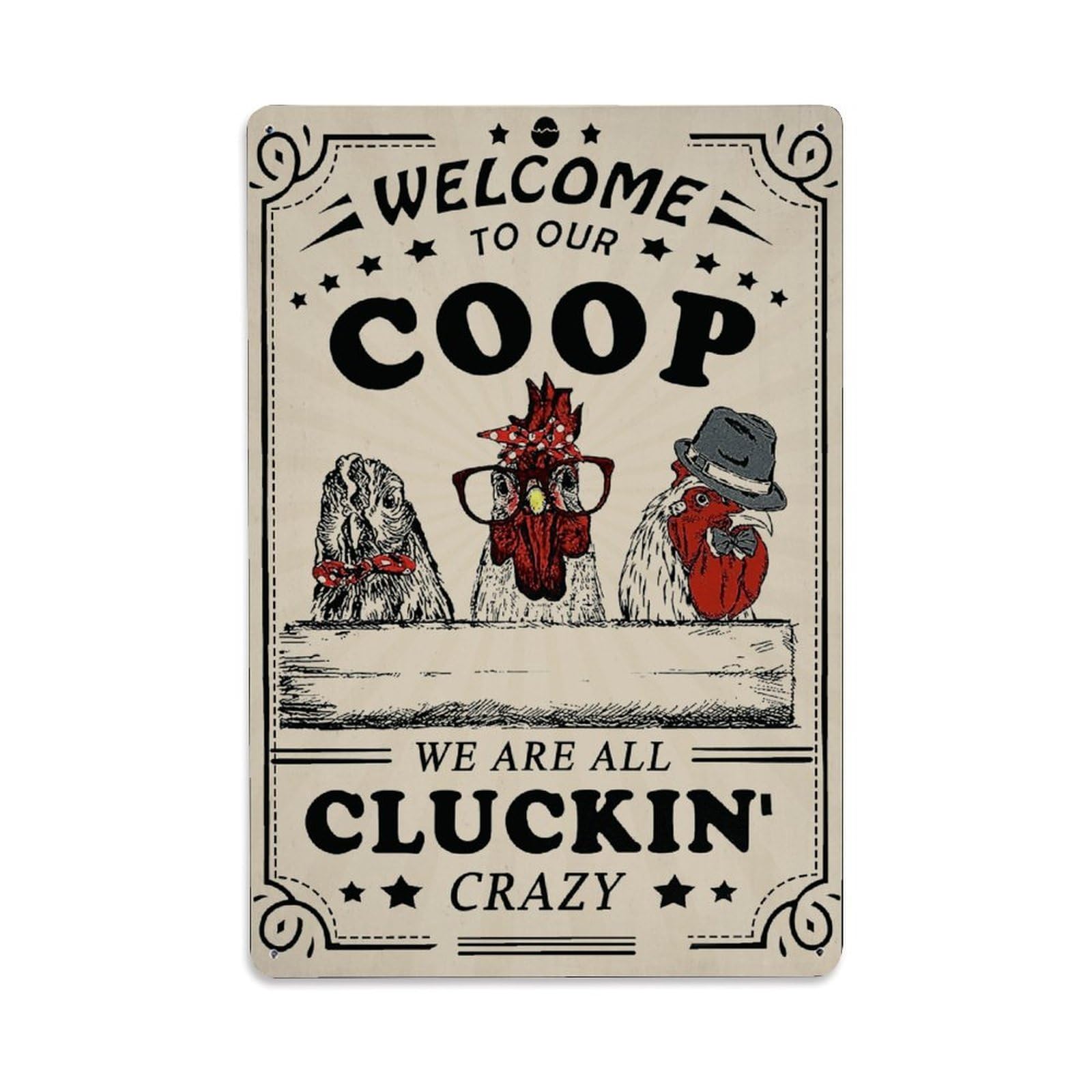 Ldfuieksufg Style Welcome To Chicken Coop Farmhouse Vintage Metal Sign Vintage Aluminium Metal Sign, Retro Wall Decor For Home, Bar, Garage & Farmhouse 30X20cm