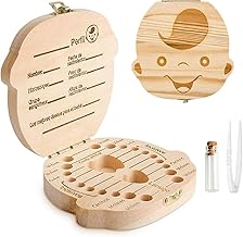 GeekerChip Baby Teeth Box (Child), Wooden Teeth Storage Box for Little Baby [Spanish Version]