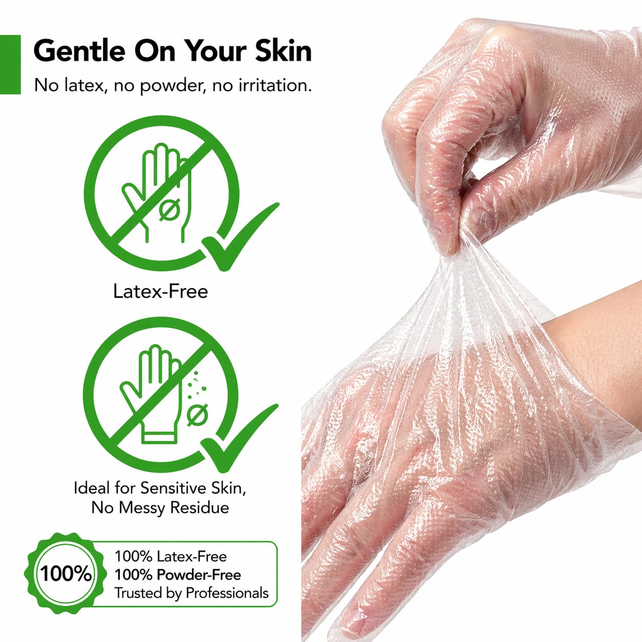 ForPro Guantes desechables de poliplástico, 600 unidades, guantes universales aptos para alimentos, procesamiento de alimentos, sin látex, no estériles, transparentes, de talla única