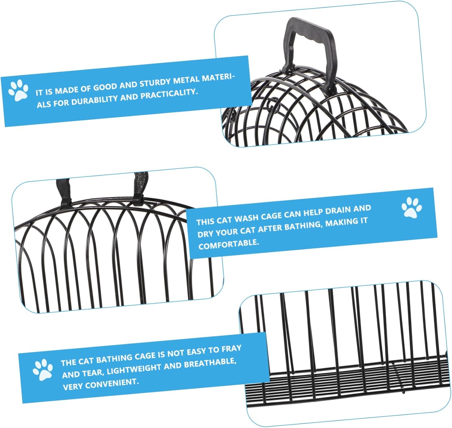 VANZACK Cat Grooming Cage Pet Shower Cage Sturdy Metal Drainage Netting Easy to Pet Supply