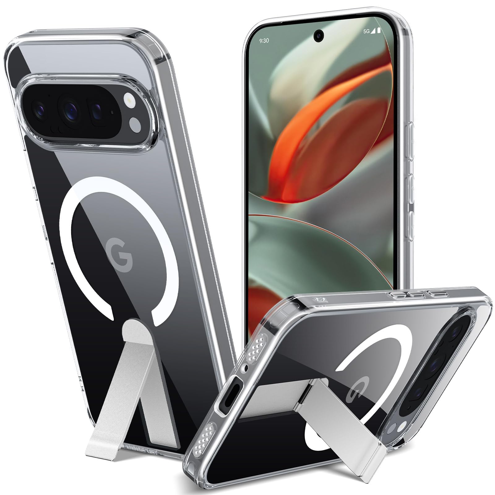 BOKYAS per Cover Google Pixel 9 Pro XL con Custodia per Fotocamera Scorrevole e Supporto per Anello [Cover Anti-Caduta Compatibile con Supporto Magnetico per Auto], Nero