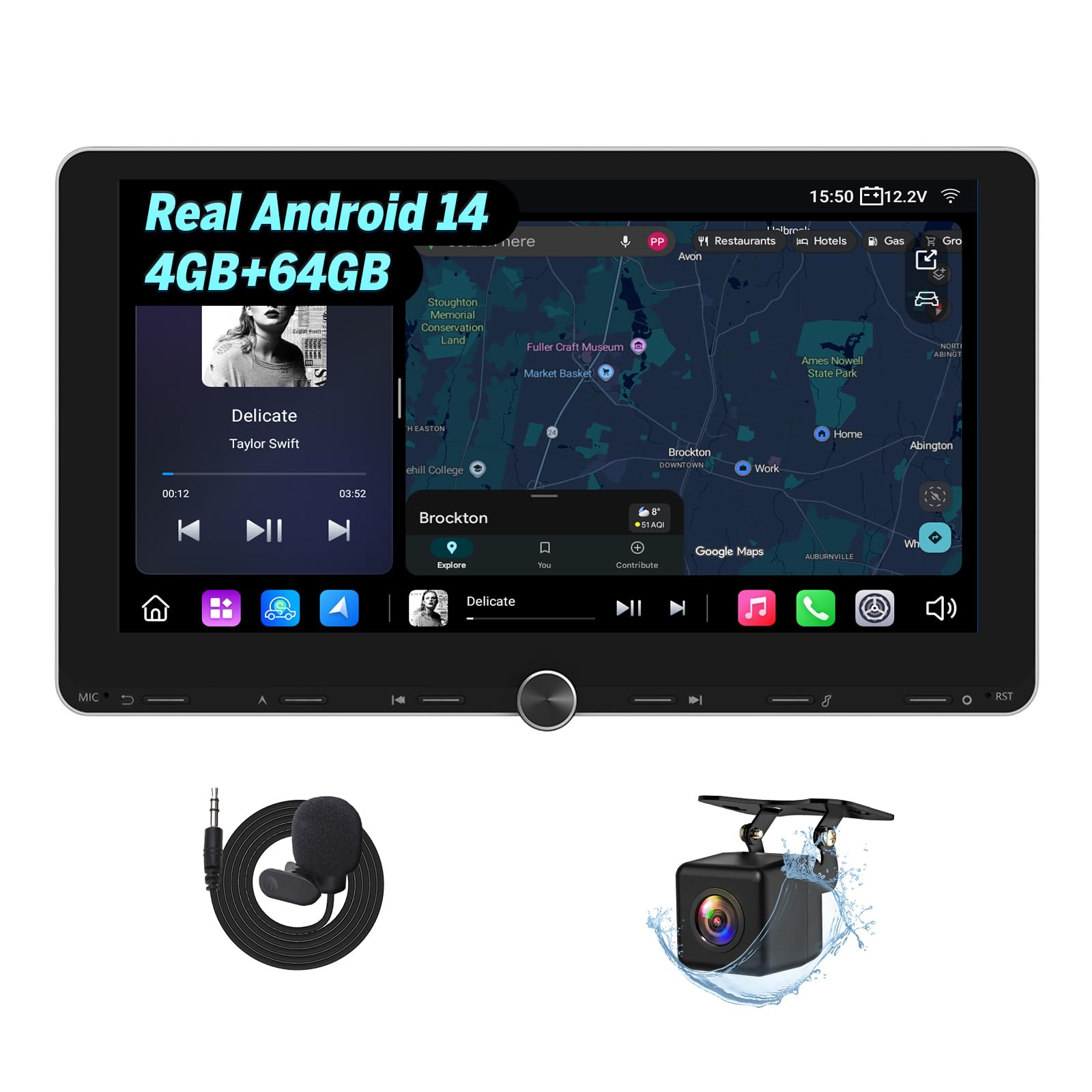 EONON 4+64GB Android 14 Double Din Car Stereo - vehicle gps | Mubboo
