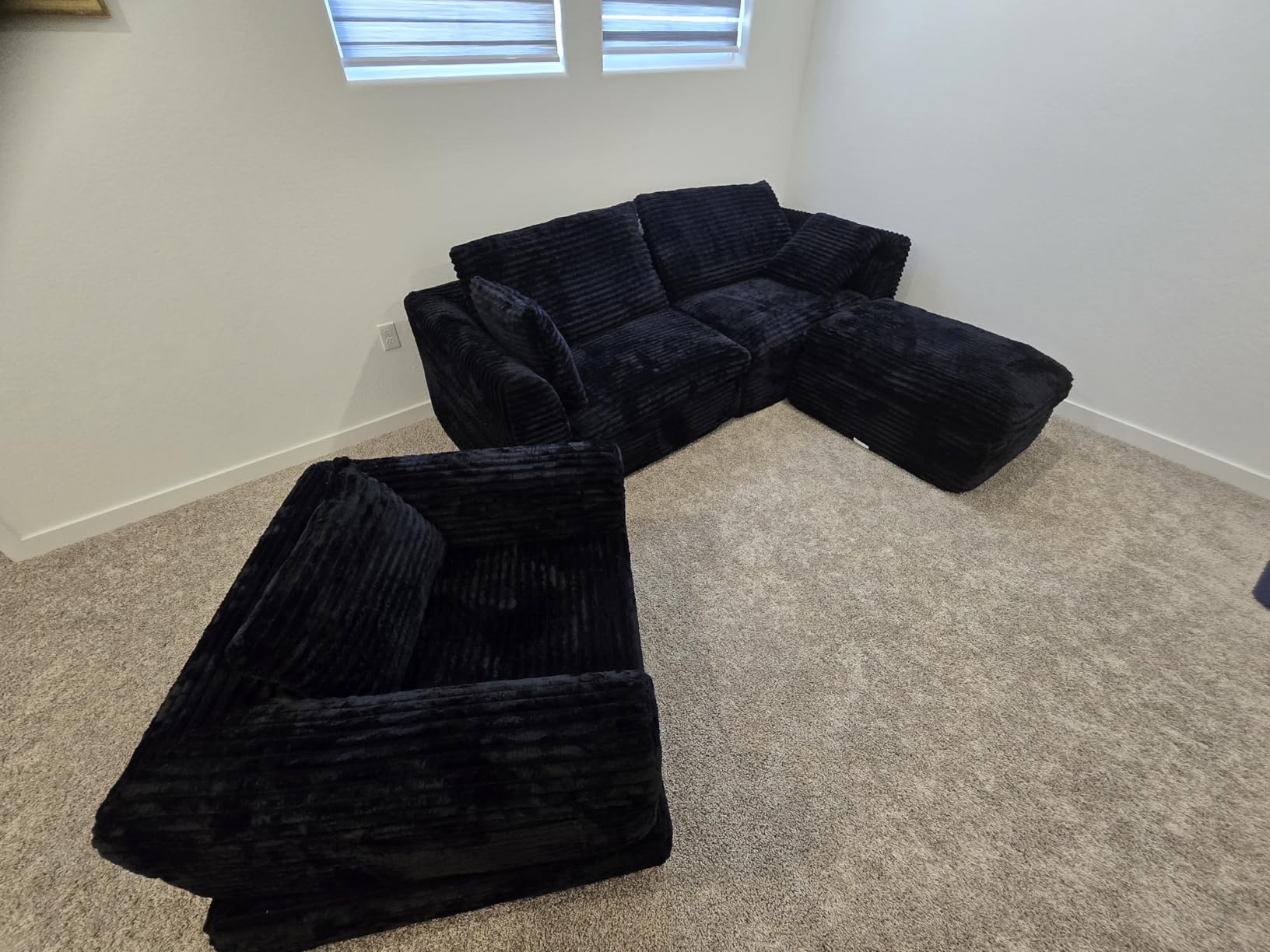 Convertible Boneless Chaise Lounge Chair – 2-Seater, Black photo review