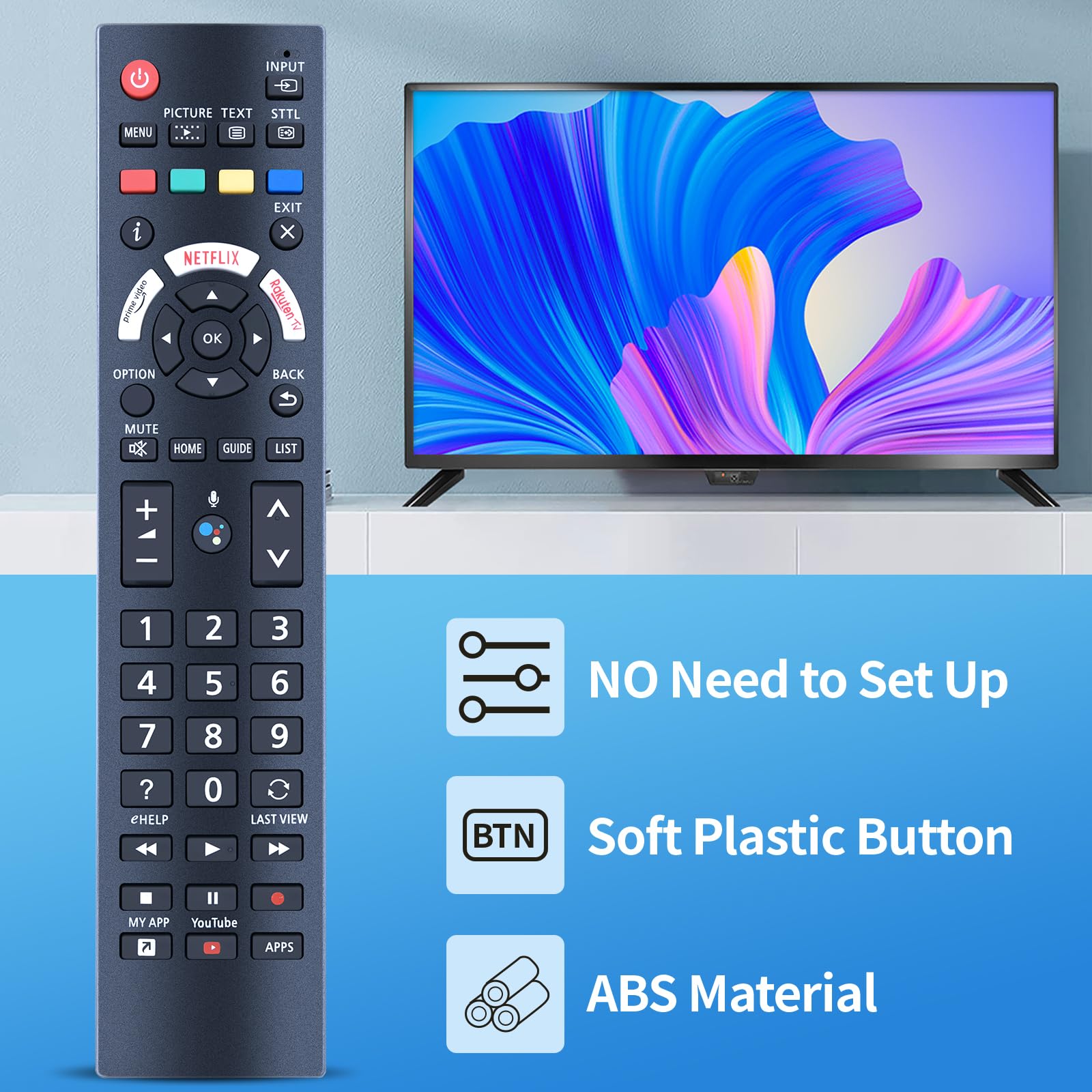 N2QBYA000037 R3PA23 Remote Control For Panasonic TV TX-40JX800EZ No Voice, black - Image 3