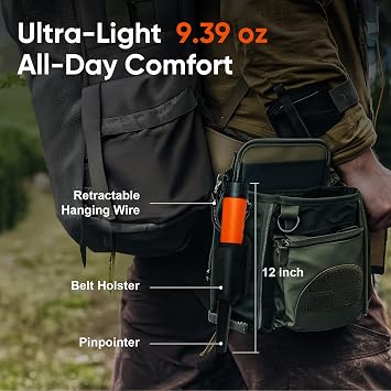 Metal Detector Pinpointer for Adults Professional, Fully Waterproof Underwater Metal Detector Wand Handheld Pin Pointer with LCD Display & LED Light, 360 High Accuracy Detection, MD-880