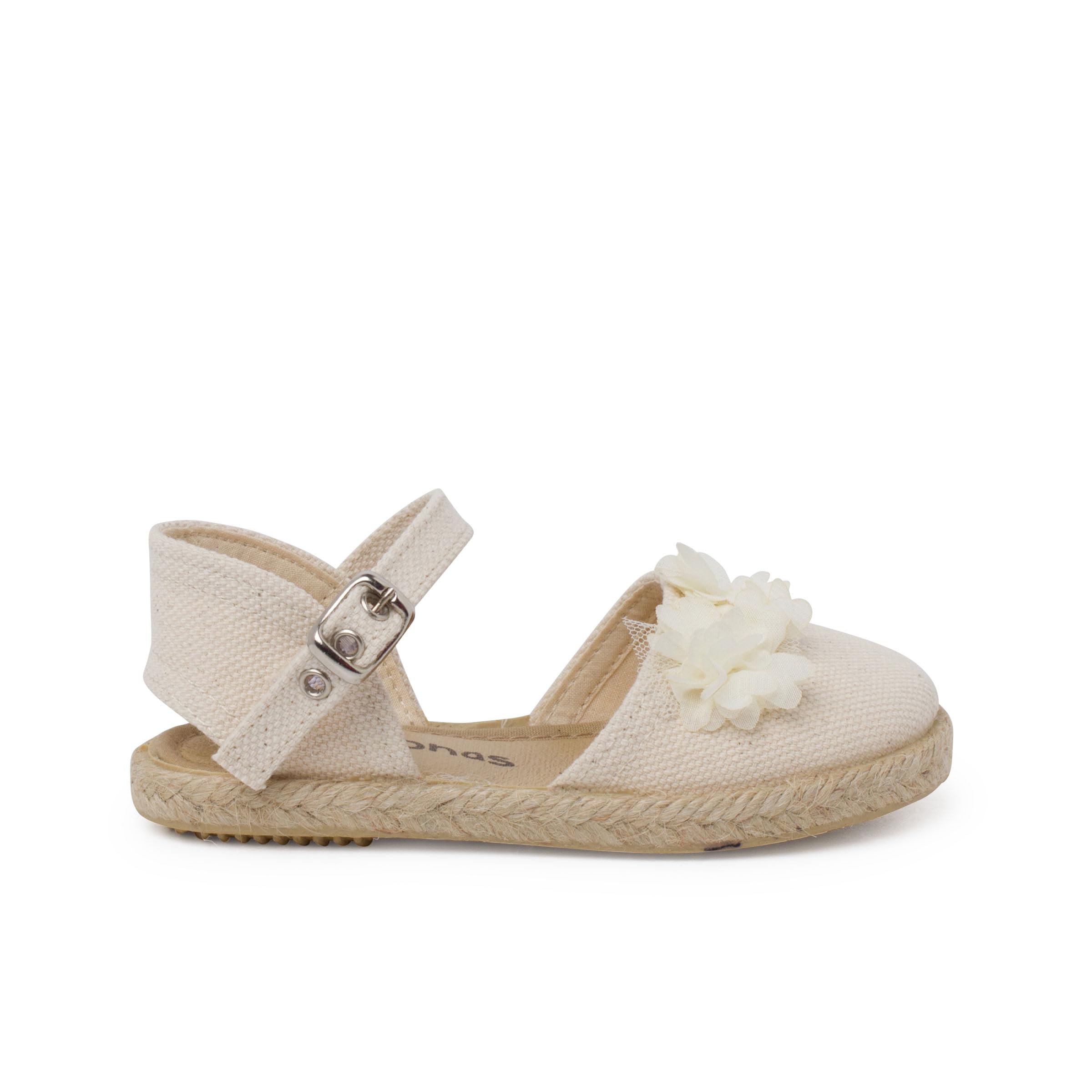 Pisamonas Alpargatas Ceremonia Flores Organza Talla 21 Color Crudo