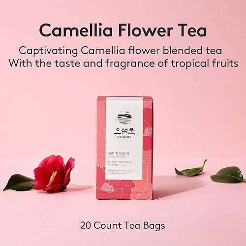 Miniatura 3 de OSULLOC Té de flores de camelia (sabores afrutados tropicales), mezcla de té de frutas, bolsitas de té premium de la isla de Jeju, 20 unidades