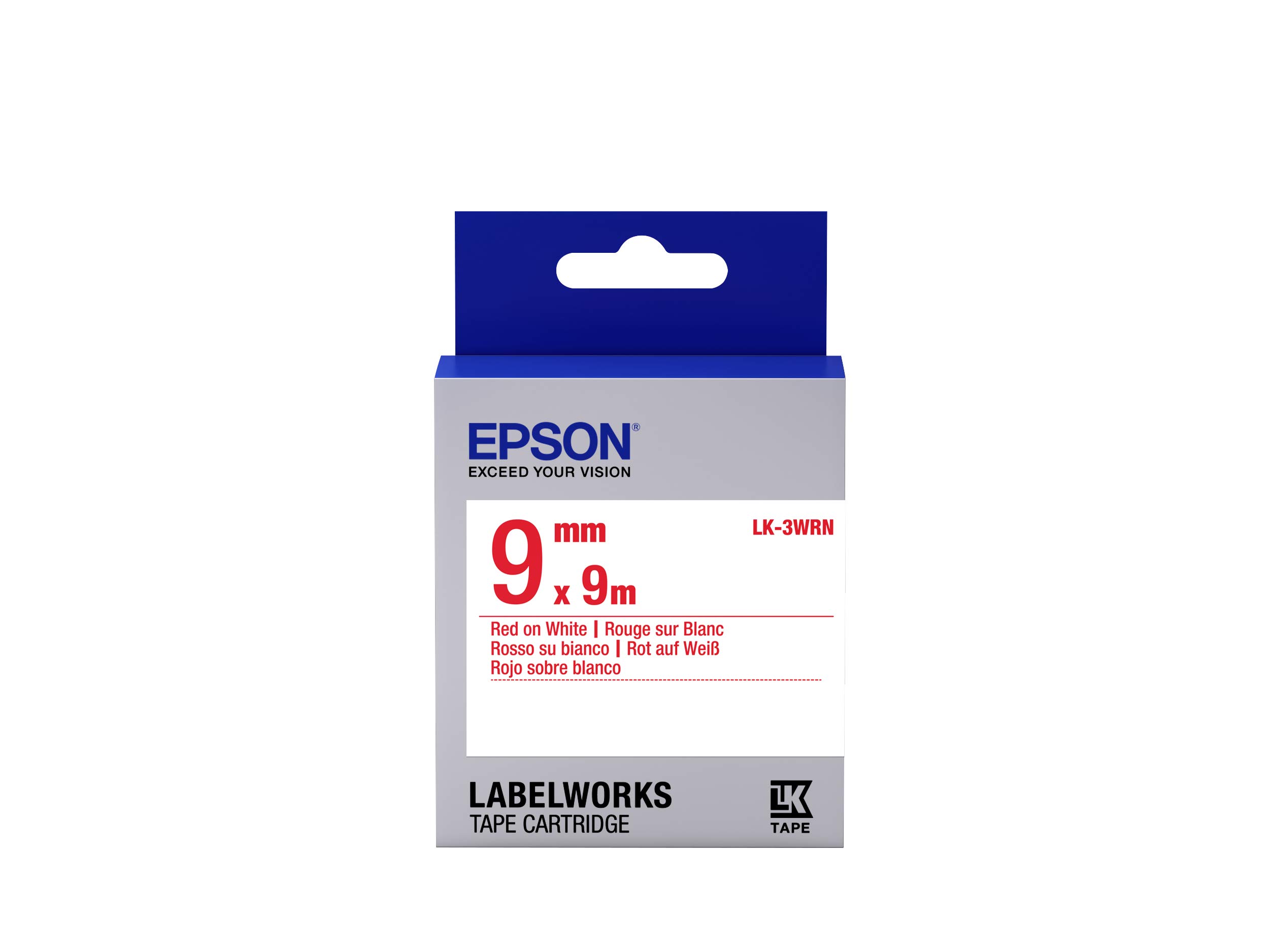 Epson LK-3WRN (9mm x 9m) Label Cartridge (Red on White) for LabelWorks Label Makers