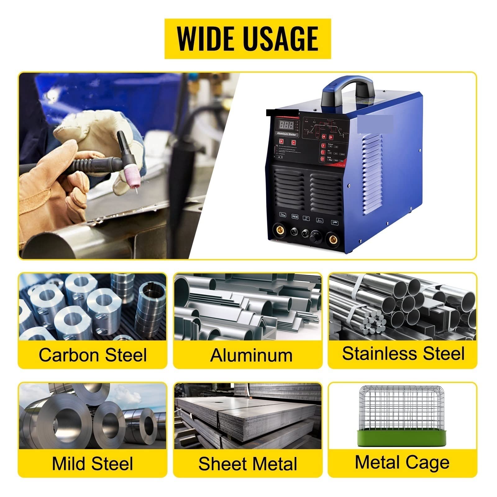 Aluminum Welder AC/DC 200A MMA/ARC 3in1 Combo Inverter Welding Machine With Digital Panel For Repair Fabrication For Beginners DIY Use