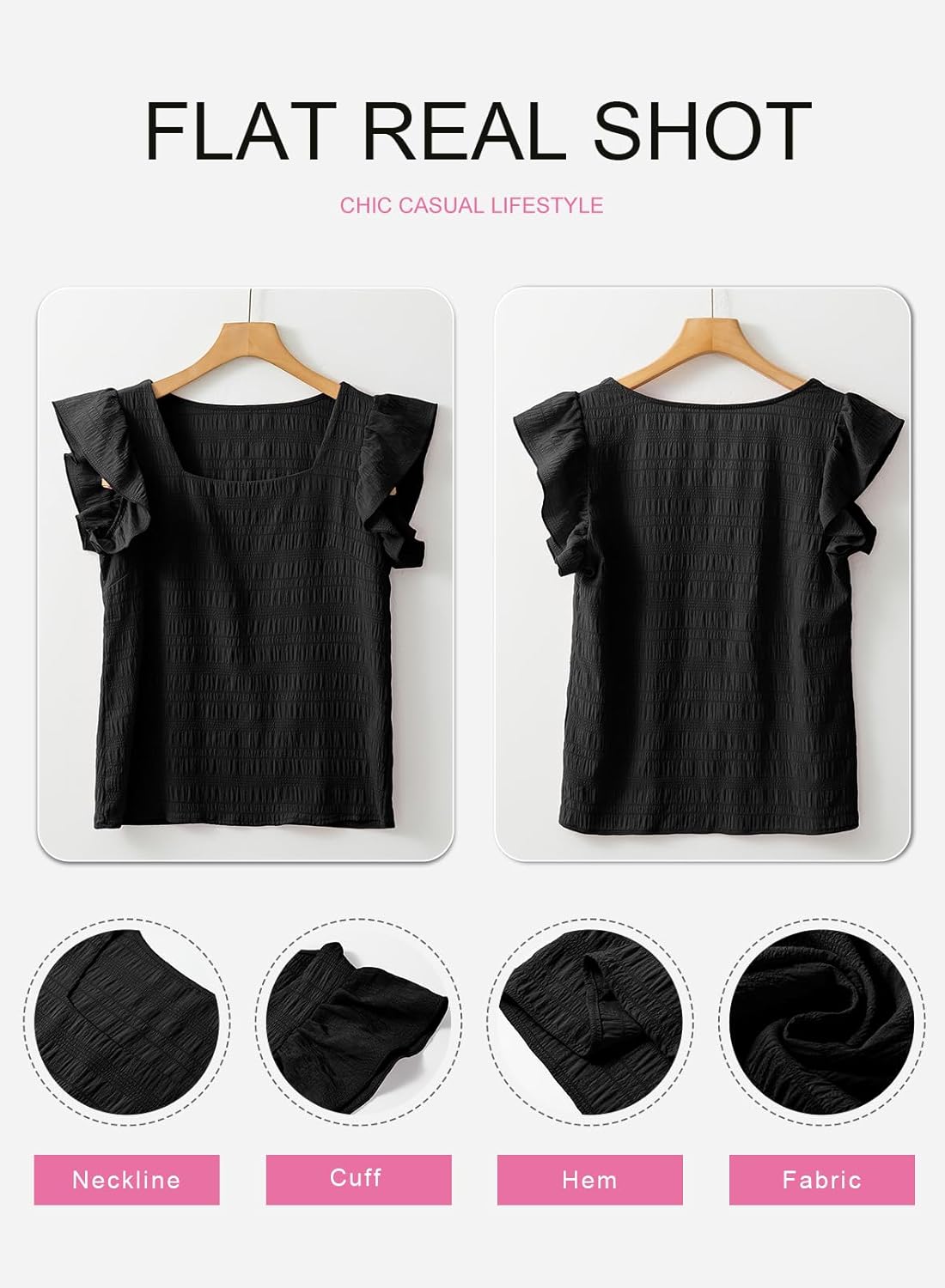 SHEWIN Women's Casual Summer Square Neck Tank Tops Sleeveless Ruffle Chiffon Blouses Top Shirts - Image 8