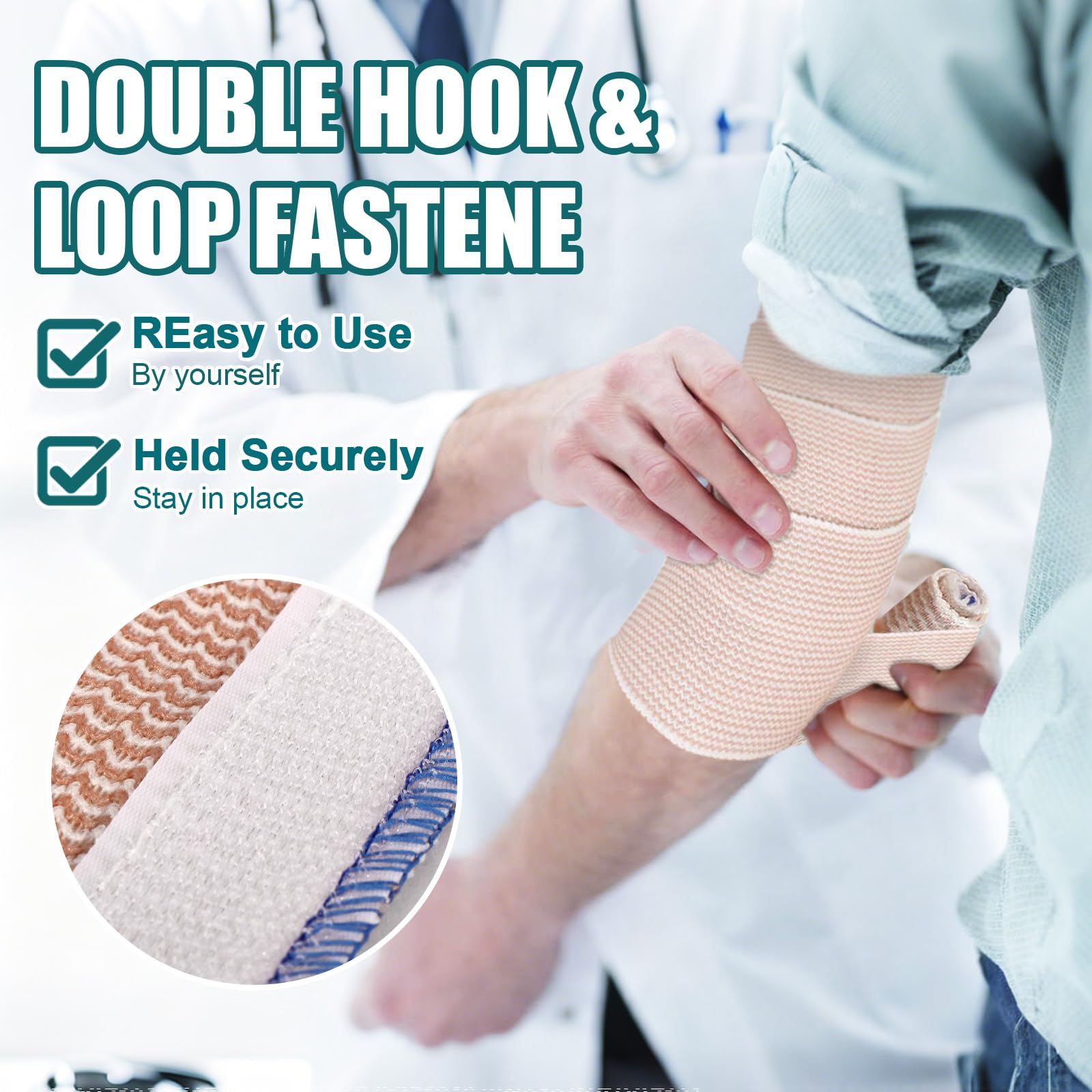 20-Pack 4 Inch Elastic Compression Bandage Wrap - Reusable & Stretchable, Latex-Free, Flexible for Legs, Knees, Elbows, Shoulders, Waist, Ankles, Wrists — Amazon image 3