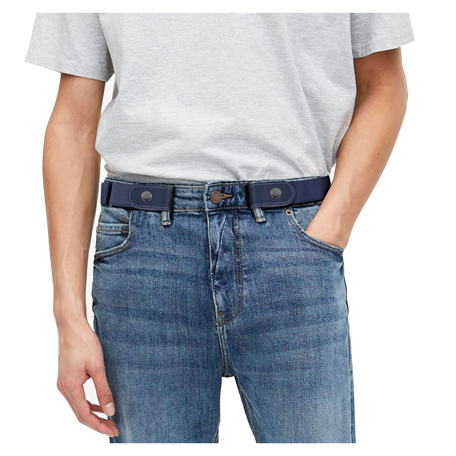 JASGOODNo Buckle No Show Belt for Men Buckle Free Stretch Belt Invisible Belt for Jeans Pants 1.38 Inch Wide