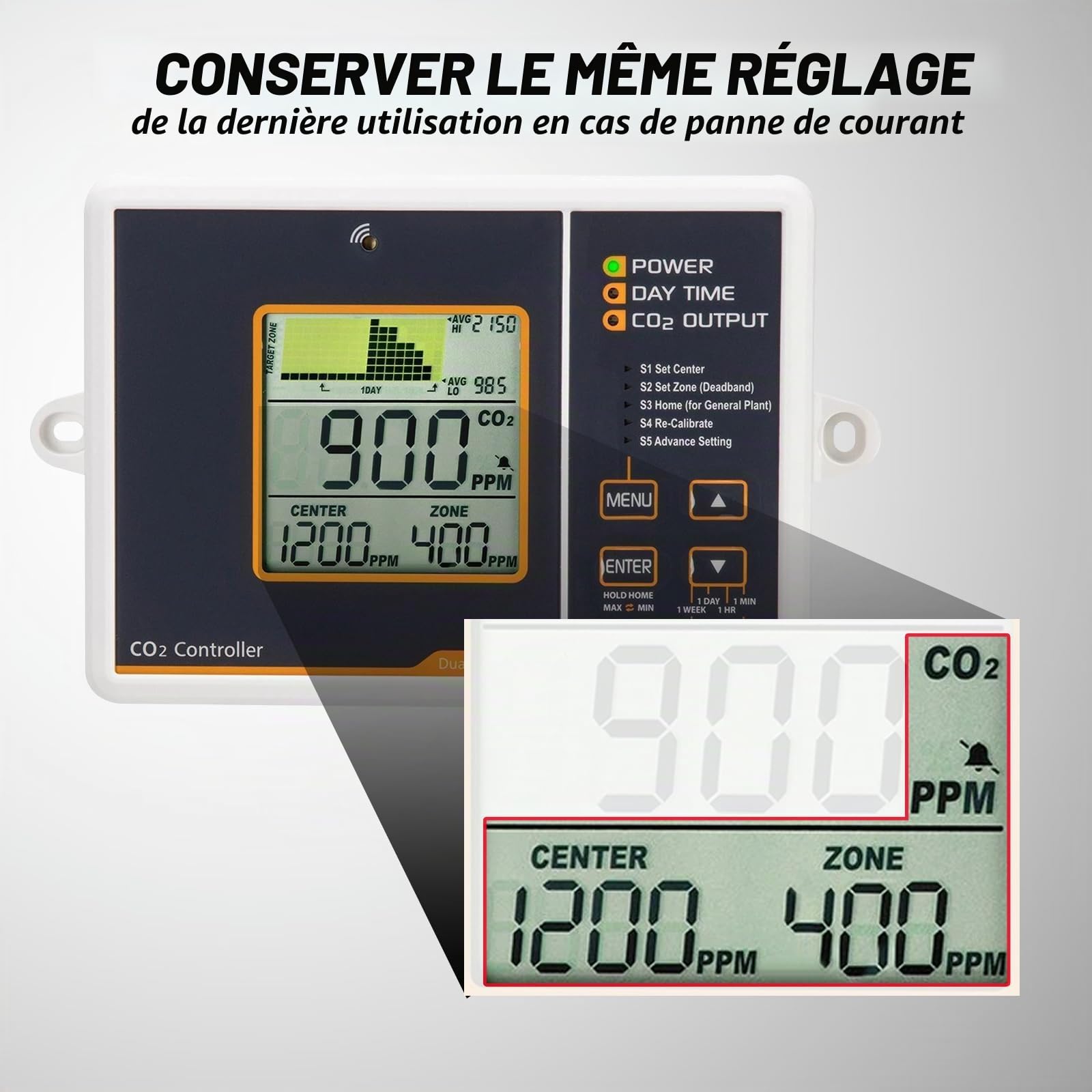 Gaz Carbonique CO2 Mètre Manette & Moniteur CO2 Détecteur avec Type divisé Télécommande Capteur et 4.6 Mètre Long Câble Double Canal Faible Dérive NDIR Capteur pour Serre, Résidentiel