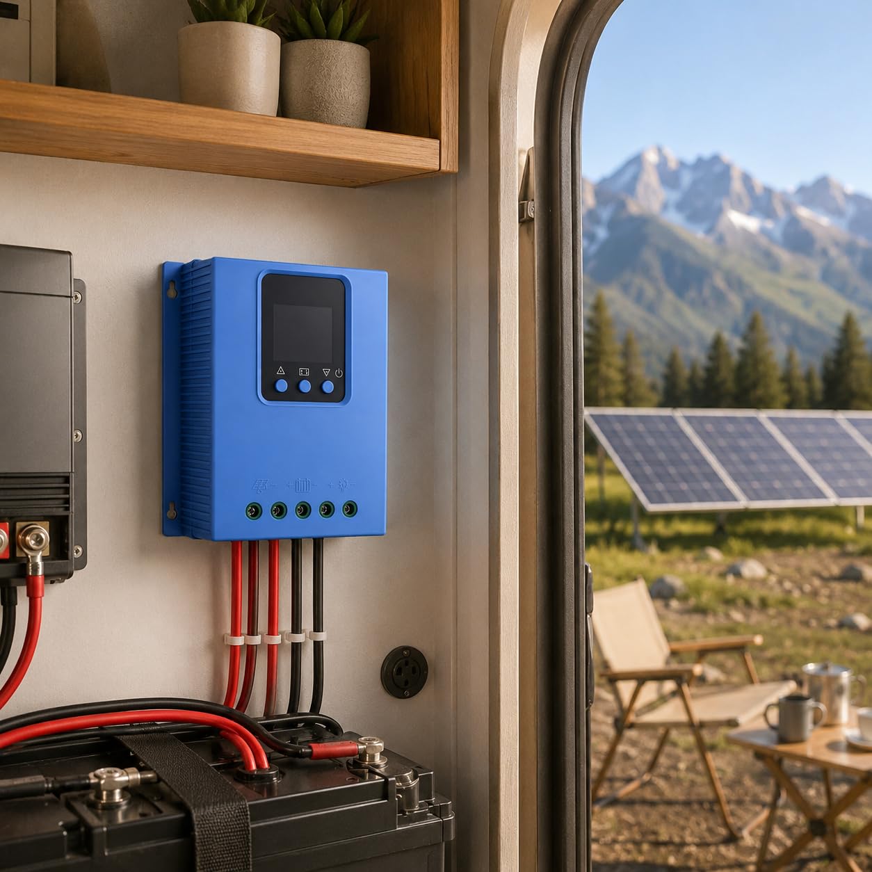 MPPT Regolatore di carica solare 60 A 12 V 24 V 36 V 48 V, regolatore solare LCD per litio/piombo | Grandi aperture di collegamento, dati chiari in tempo reale, facile montaggio a parete