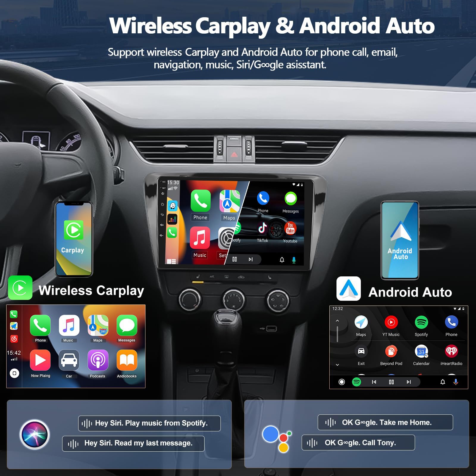 Radio samochodowe 4G 64G do S-Koda Octavia Mk3 2013-2018, Android 15 stereo samochód z samochodem CarPlay, radio z ekranem dotykowym 10", Bluetooth 5.0, GPS, WiFi, 32 EQ, FM/RDS, kamera, K4 PRO