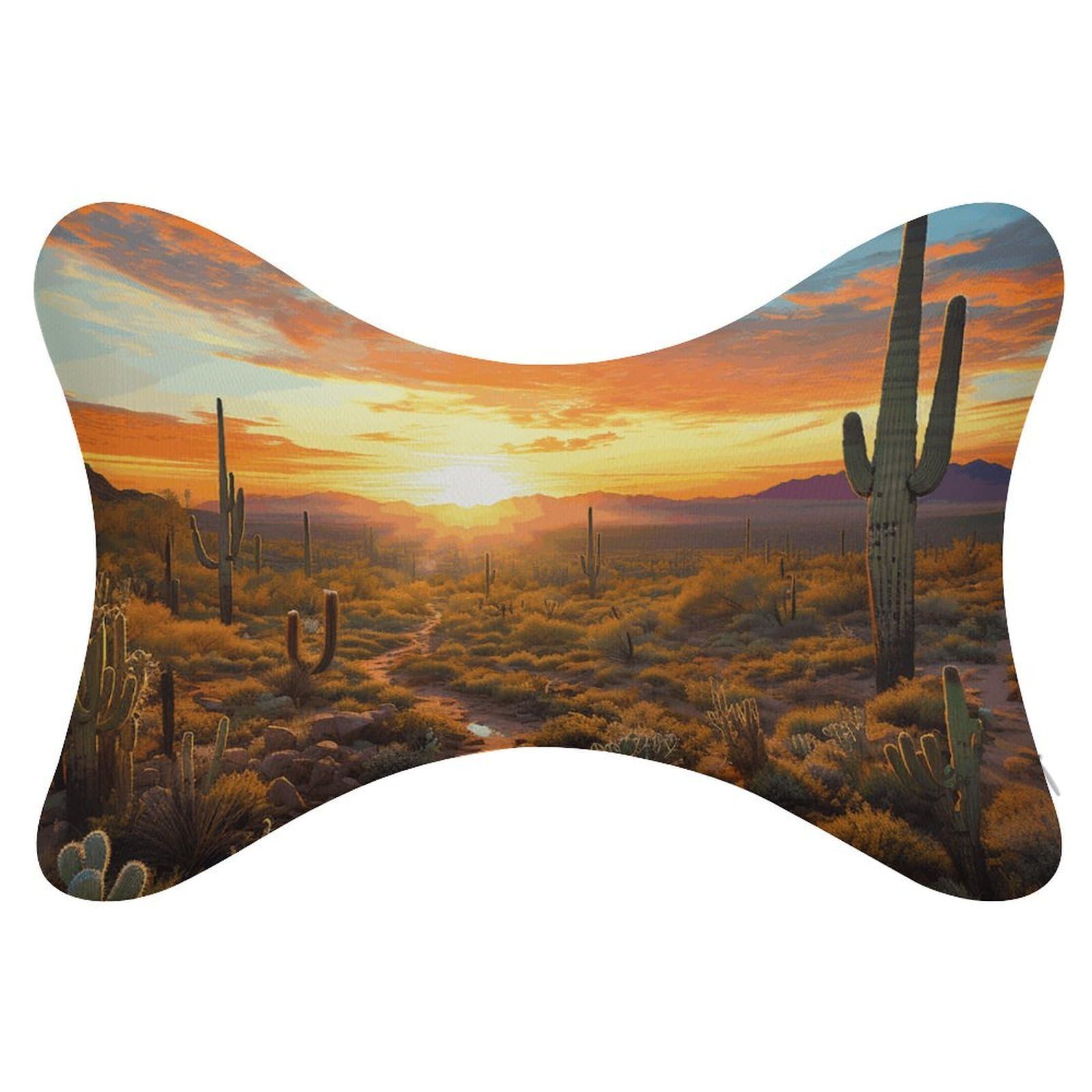 FekiLoot Saguaros at Sunset Car Headrest Set of 2,Softness Memory Foam Car Neck Pillow with Breathable Removable Cover Car Neck Support Pillow Ergonomic for Driving, Office