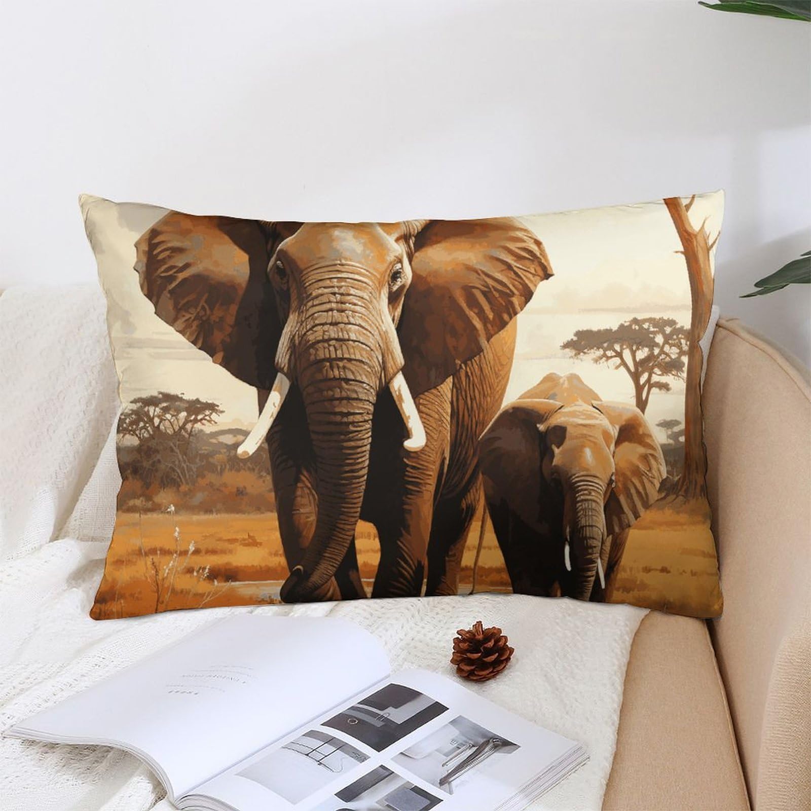 NTVOWPZO Decoration Throw Pillow Covers 12 "x20 Pillowcases Covers Elephant Family Soft Pillowcases Modern Farmhouse Home Decor Sofa Cushions Covers for Couch Bed Living Room
