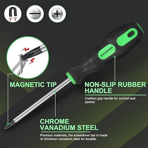 Miniatura 3 de Juego de destornilladores magnéticos de 7 piezas, 4 Phillips y 3 planos, juego de destornilladores profesionales con agarre acolchado