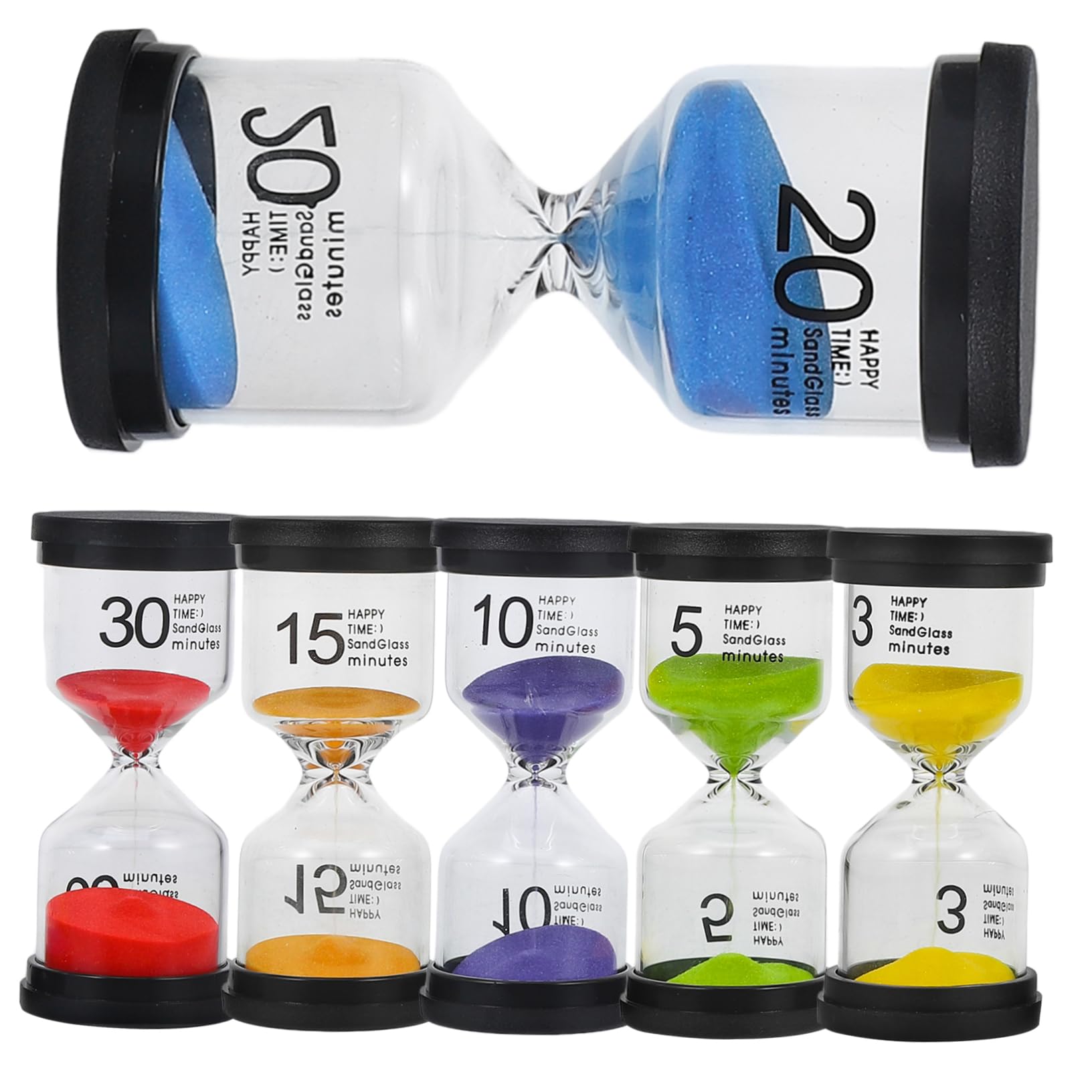 6 Stück-Sanduhr aus Glas und Abs als Tischtimer für Zuhause