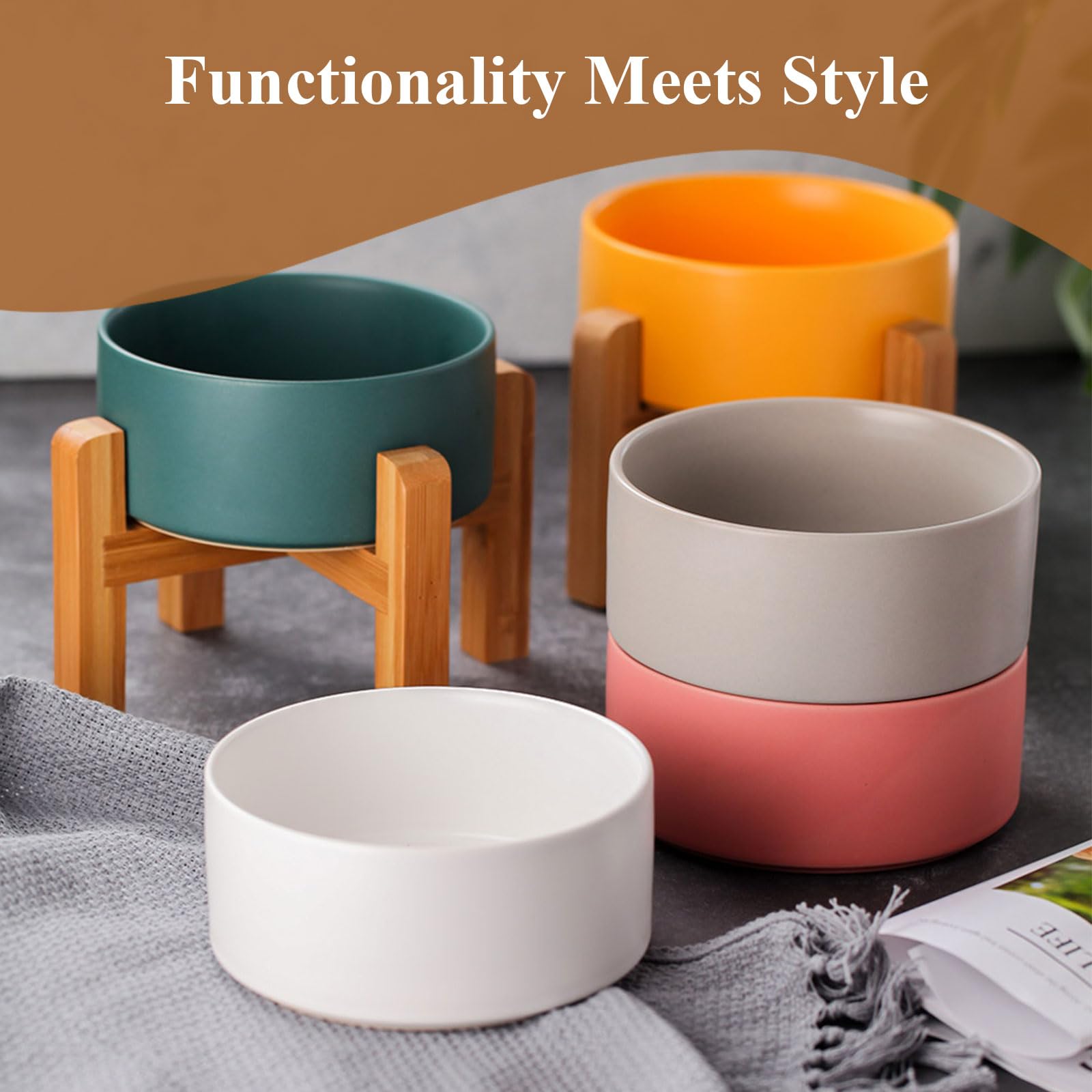 Pet ペットボウル 猫 食器 フードボウル 陶器 スタンド ペット用　餌入れ ペット 餌入れ フードボウル ごはん 食事 おしゃれ エサ 猫犬