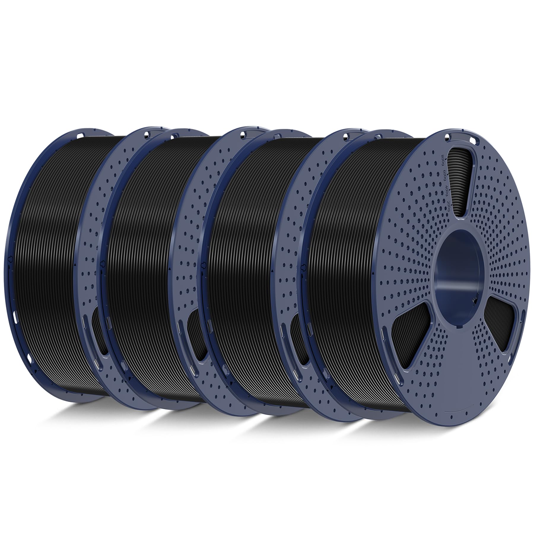 SUNLU PLA+2.0 Filamento per stampante 3D, Filamento PLA Plus di Aggiornamento 4KG, Precisione dimensionale +/- 0.02 mm, Bobina da 1kg (2.2LBS), 4KG in Totale, Nero+Nero+Nero+Nero
