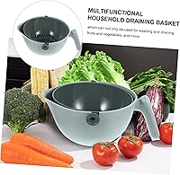 Vista 3 de Cuenco colador de cocina doble con asa para un lavado eficiente de frutas y verduras, material PP ABS de grado alimenticio, fácil de usar, olor