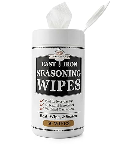 Cookware Care Cast Iron Seasoning Oil Wipes, 50 Wipes, Made